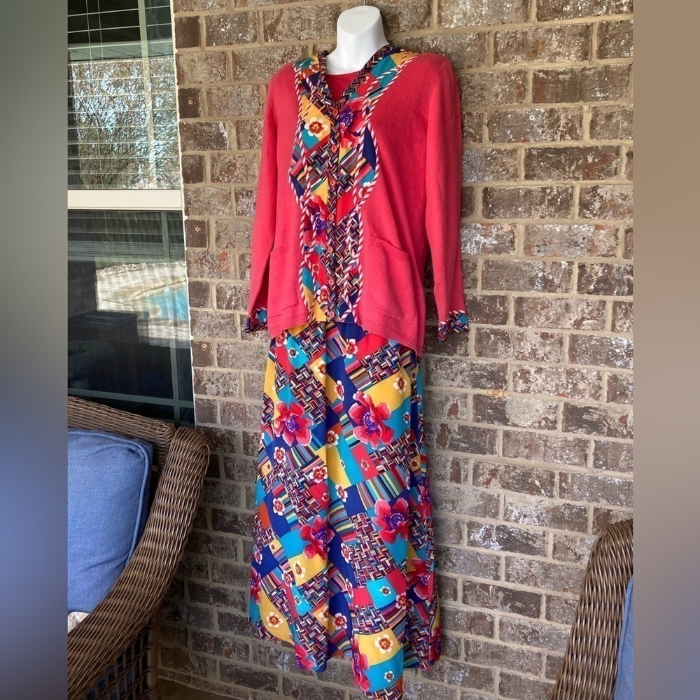 Koos of Course 3 piece outfit Vintage skirt cardigan tee shirt Small Medium - Picture 2 of 16